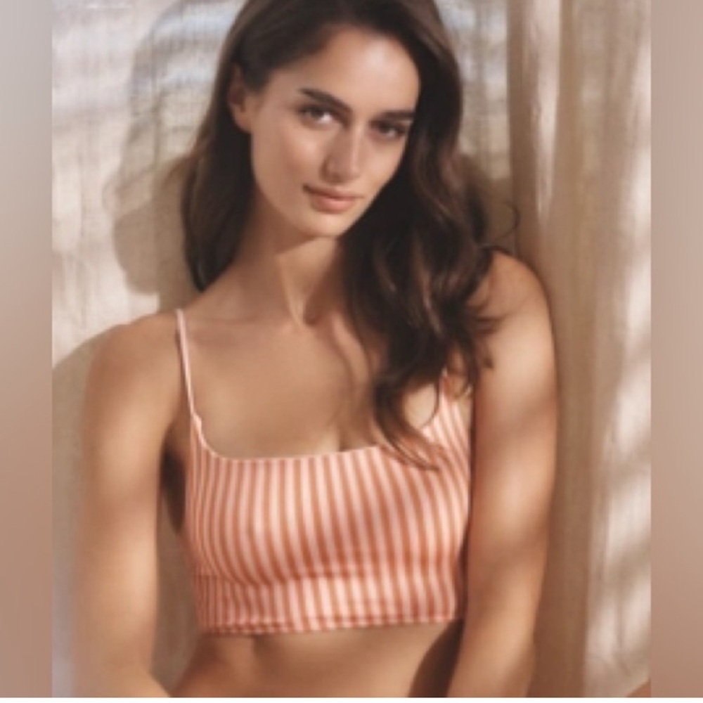 Anthropologie The Renna Seamless Bralette in Orange/Red Stripe Size L/XL